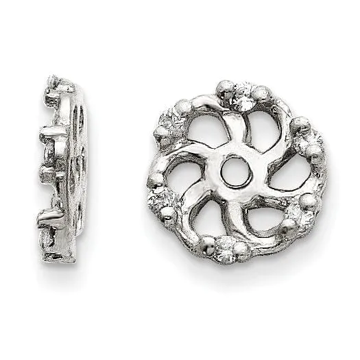 14k White Gold 1/20 Carat Diamond Earring Jackets