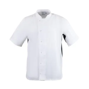 A928-M Whites Nevada Unisex Chefs Jacket Short Sleeve Black and White M