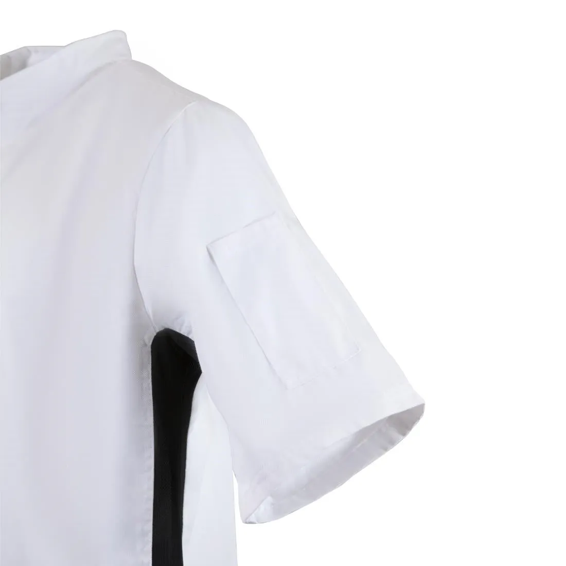 A928-M Whites Nevada Unisex Chefs Jacket Short Sleeve Black and White M