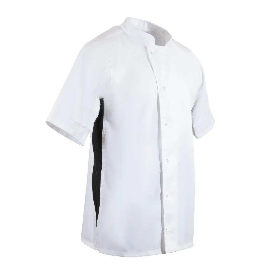 A928-XXL Whites Nevada Unisex Chefs Jacket Short Sleeve Black and White 2XL