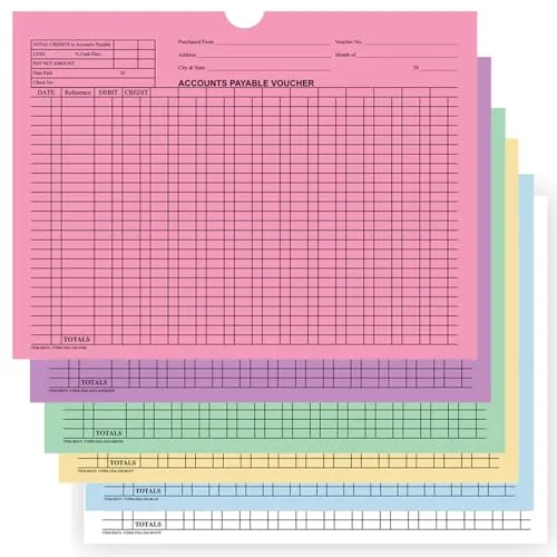 Accounts Payable Voucher Jackets - Colorful Large 12" × 9" Size, 32# Kraft Paper - Organize Invoices, Statements, Receipts - Unwrapped (500/Pack)