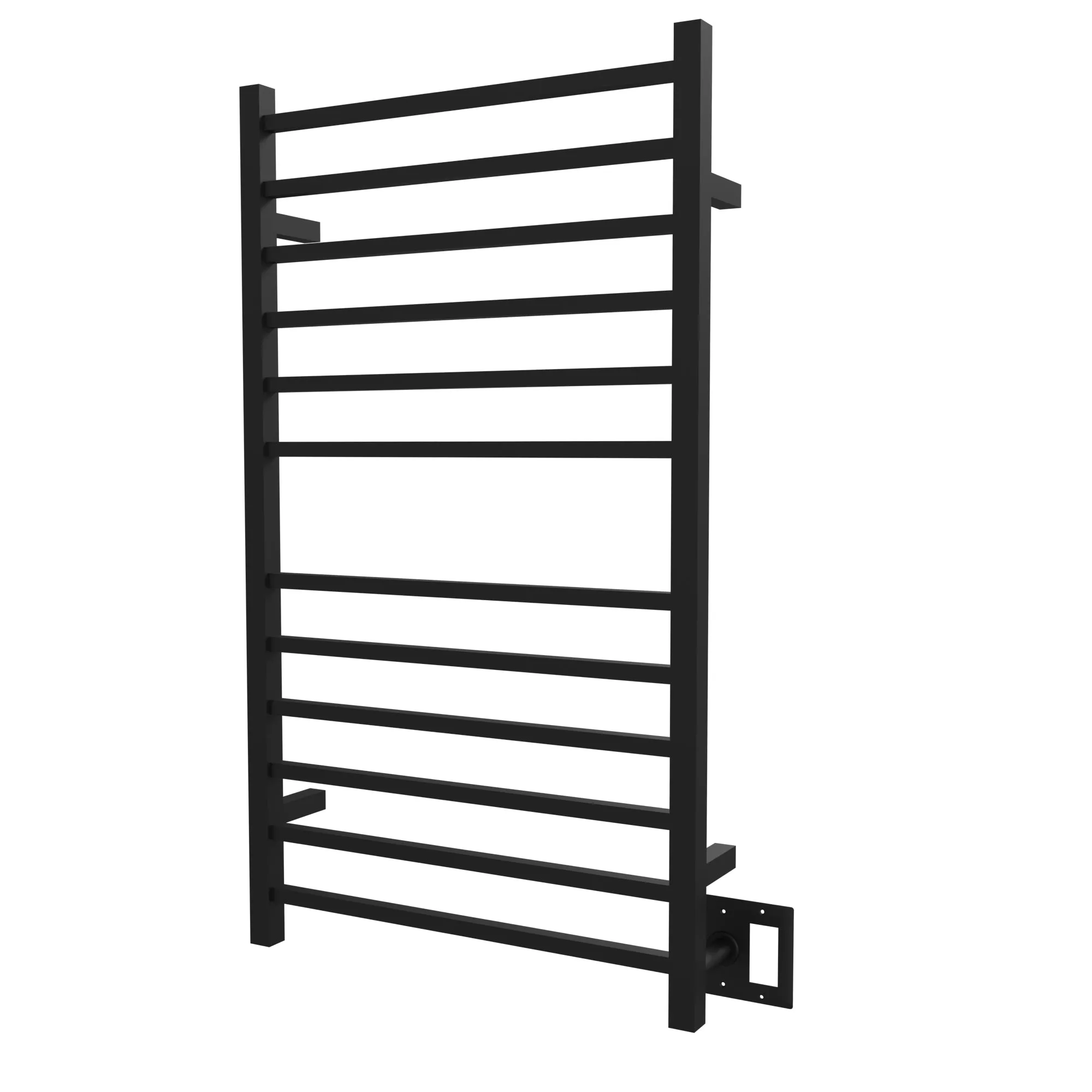 Amba RSWHL-MB Radiant Large Square Hardwired   Plug-in Combo 12 Bar Towel Warmer in Matte Black