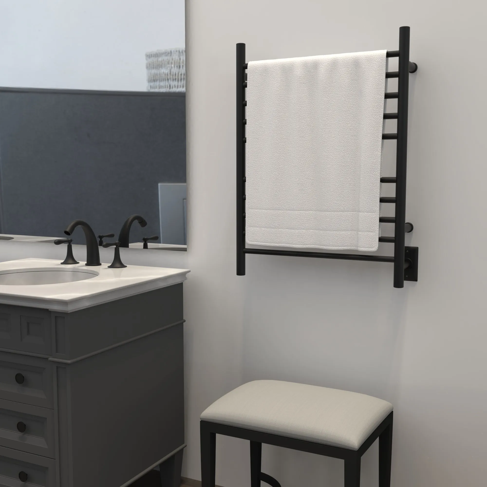 Amba RWH-SMB Radiant Hardwired   Plug-in Combo Straight 10 Bar Towel Warmer in Matte Black