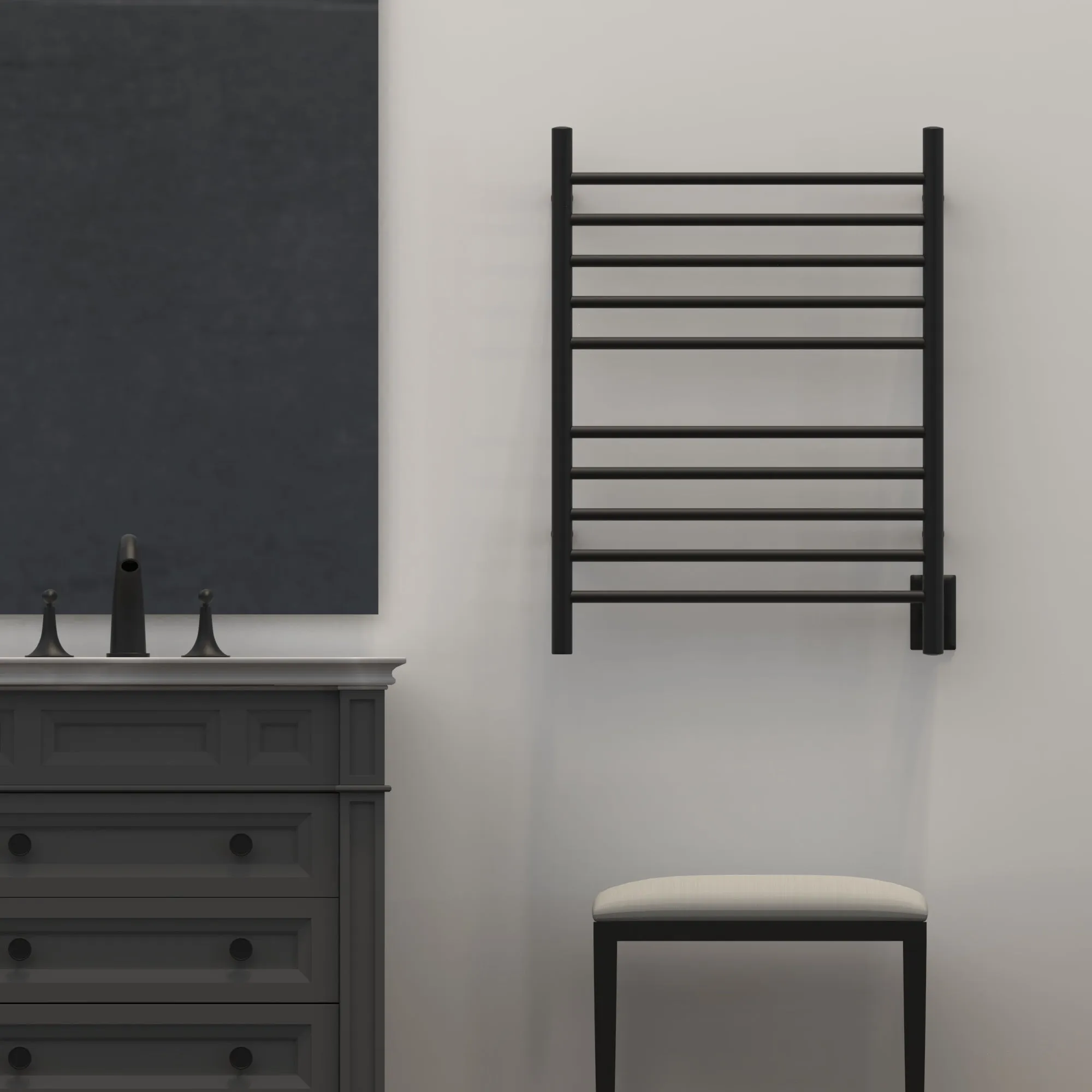 Amba RWH-SMB Radiant Hardwired   Plug-in Combo Straight 10 Bar Towel Warmer in Matte Black