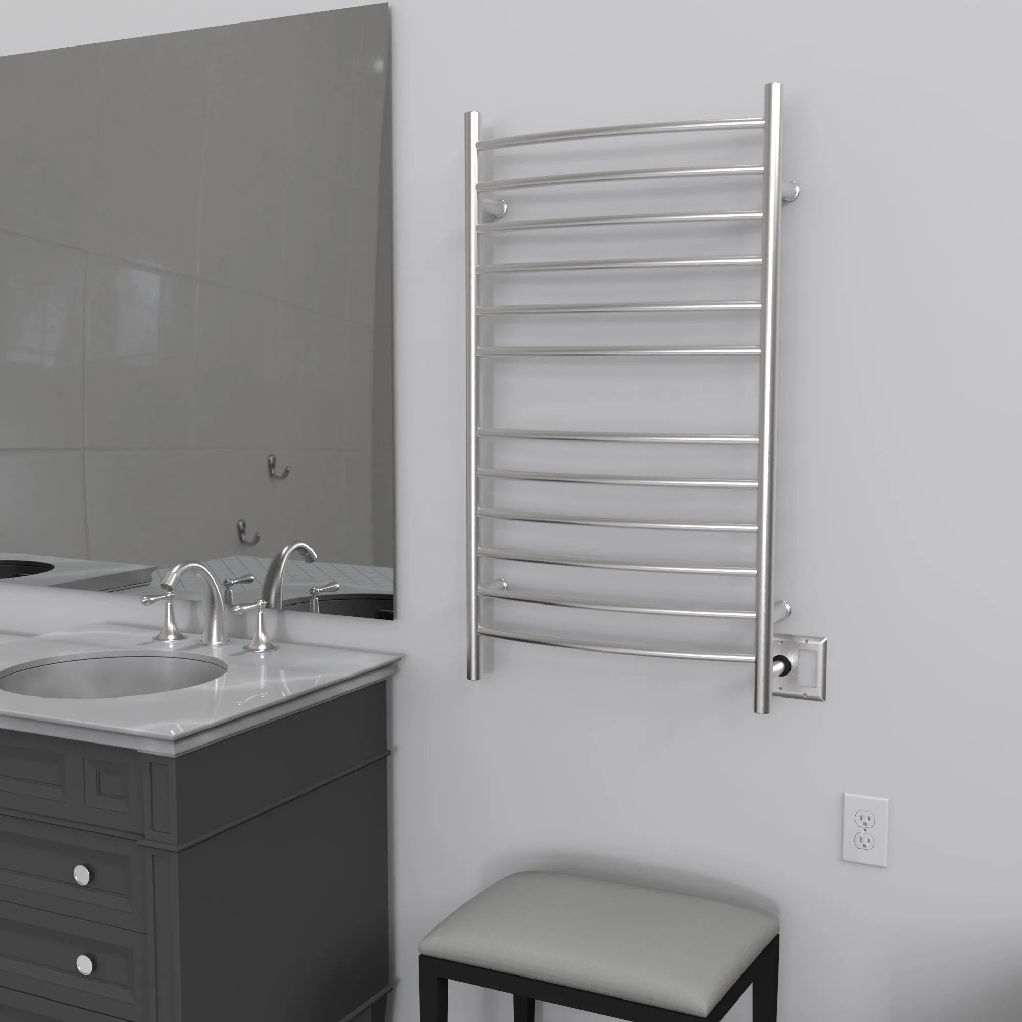 Amba RWHL-CB Radiant Large Hardwired   Plug-in Combo Curved 12 Bar Towel Warmer in Brushed