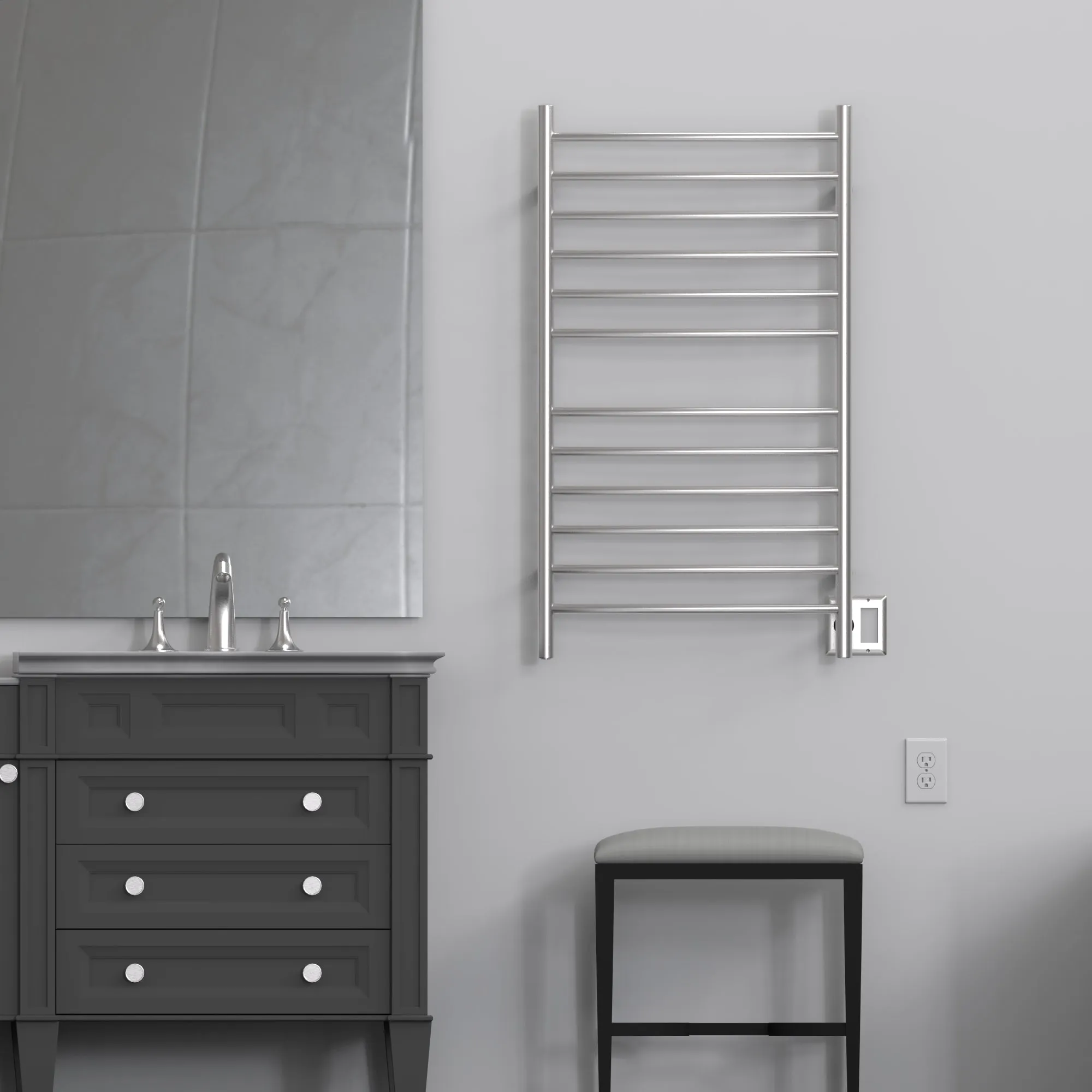 Amba RWHL-CB Radiant Large Hardwired   Plug-in Combo Curved 12 Bar Towel Warmer in Brushed