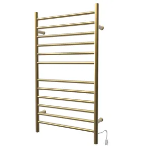 Amba RWHL-SSB Radiant Large Hardwired   Plug-in Combo Straight 12 Bar Towel Warmer in Satin Brass