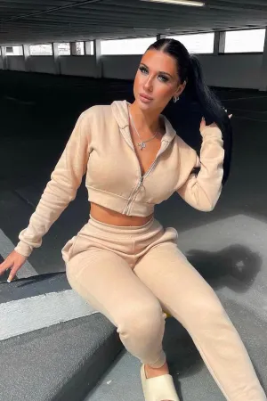 Beige Hoodie and Joggers Loungewear Co-ord Set - Bluebell