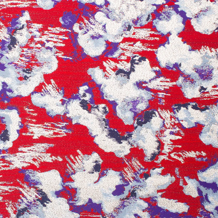 Blue/Red/Silver Metallic Brocade (A 2.30m Piece)