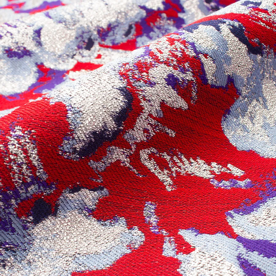 Blue/Red/Silver Metallic Brocade (A 2.30m Piece)