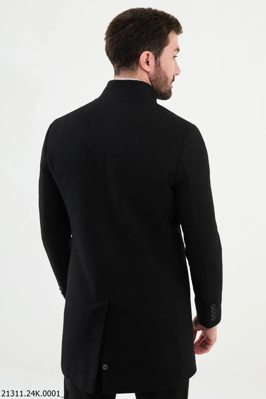 Bojoni Belmonte Long Slim Fit Black Coat