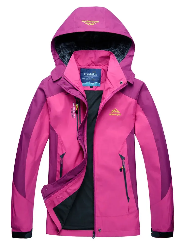 Camping Hiking Jacket for Women Waterproof Purple Rosy