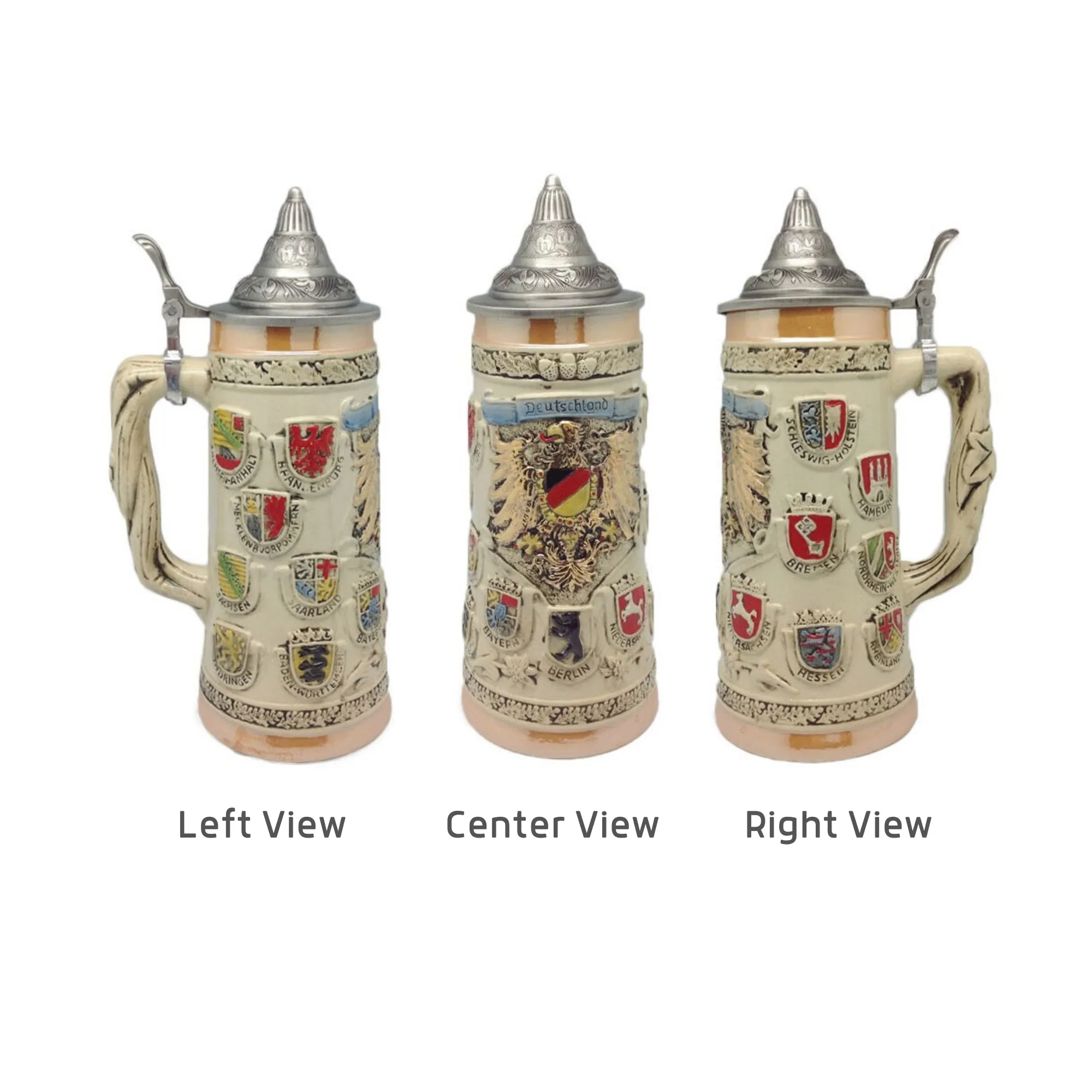 Ceramic German Beer Stein Coat of Arms Lid