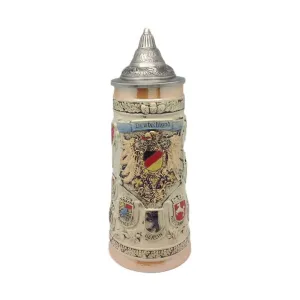 Ceramic German Beer Stein Coat of Arms Lid