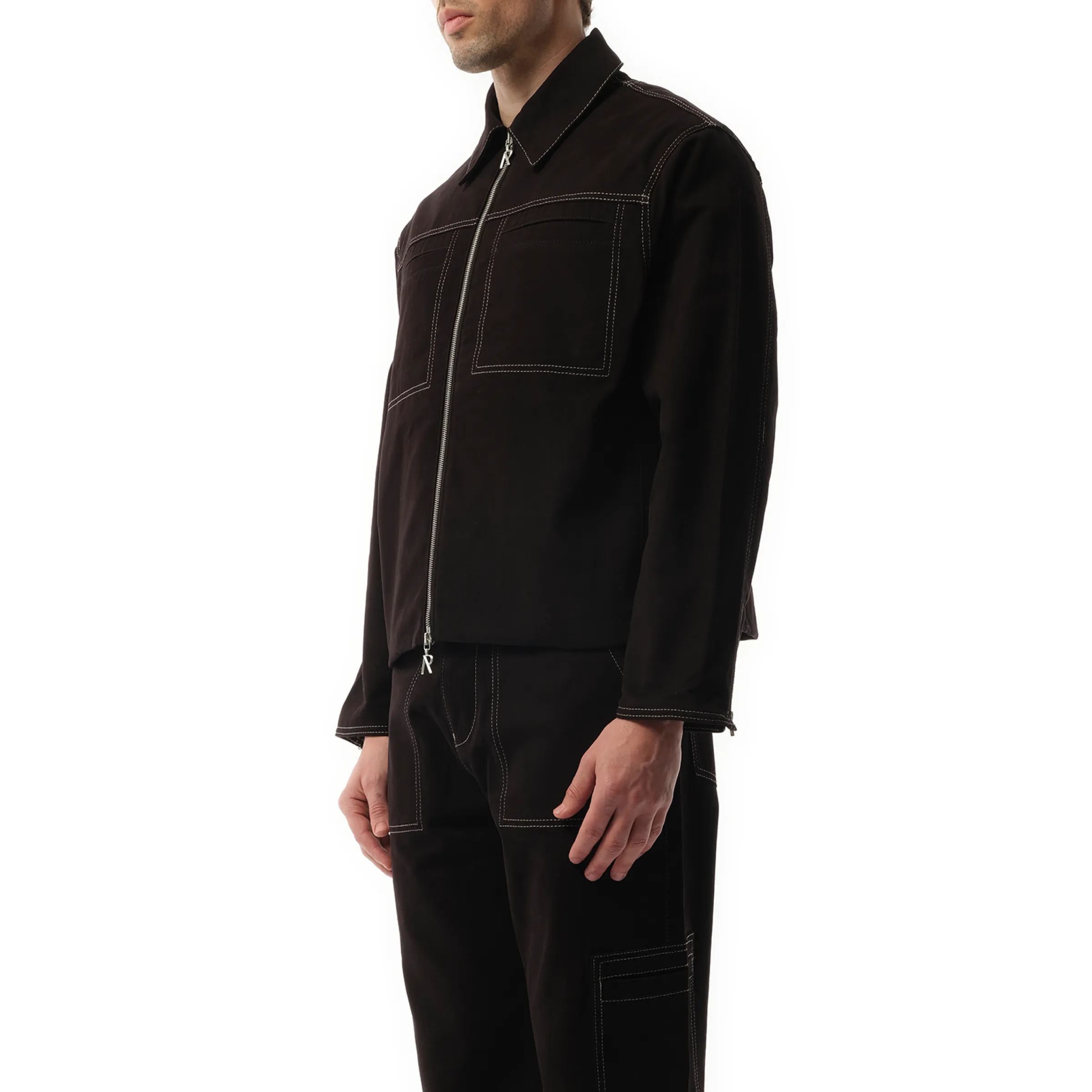 Contrast Stitch Smart Jacket in Jet Black