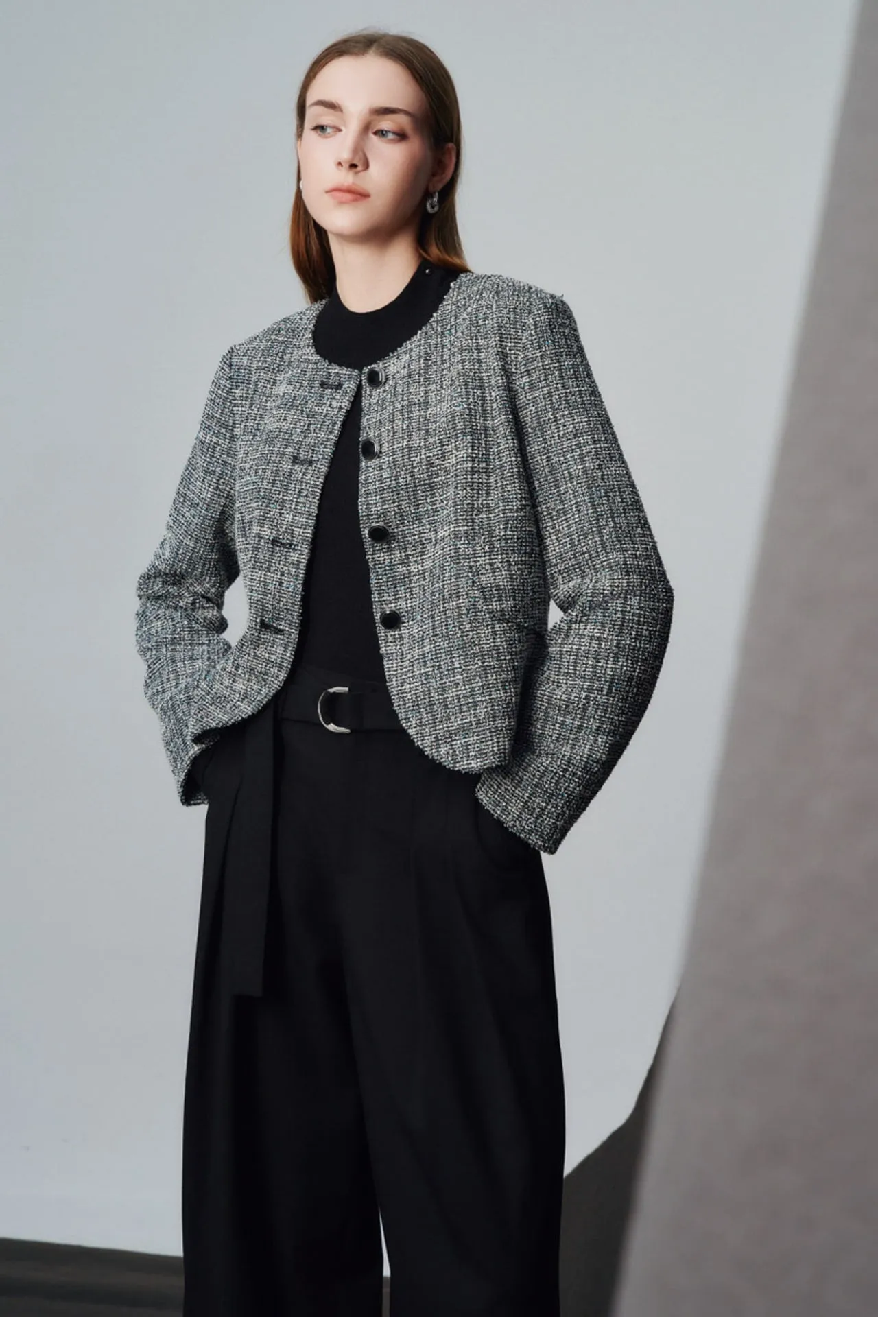 Cotton Lurex Tweed Knit Jacket