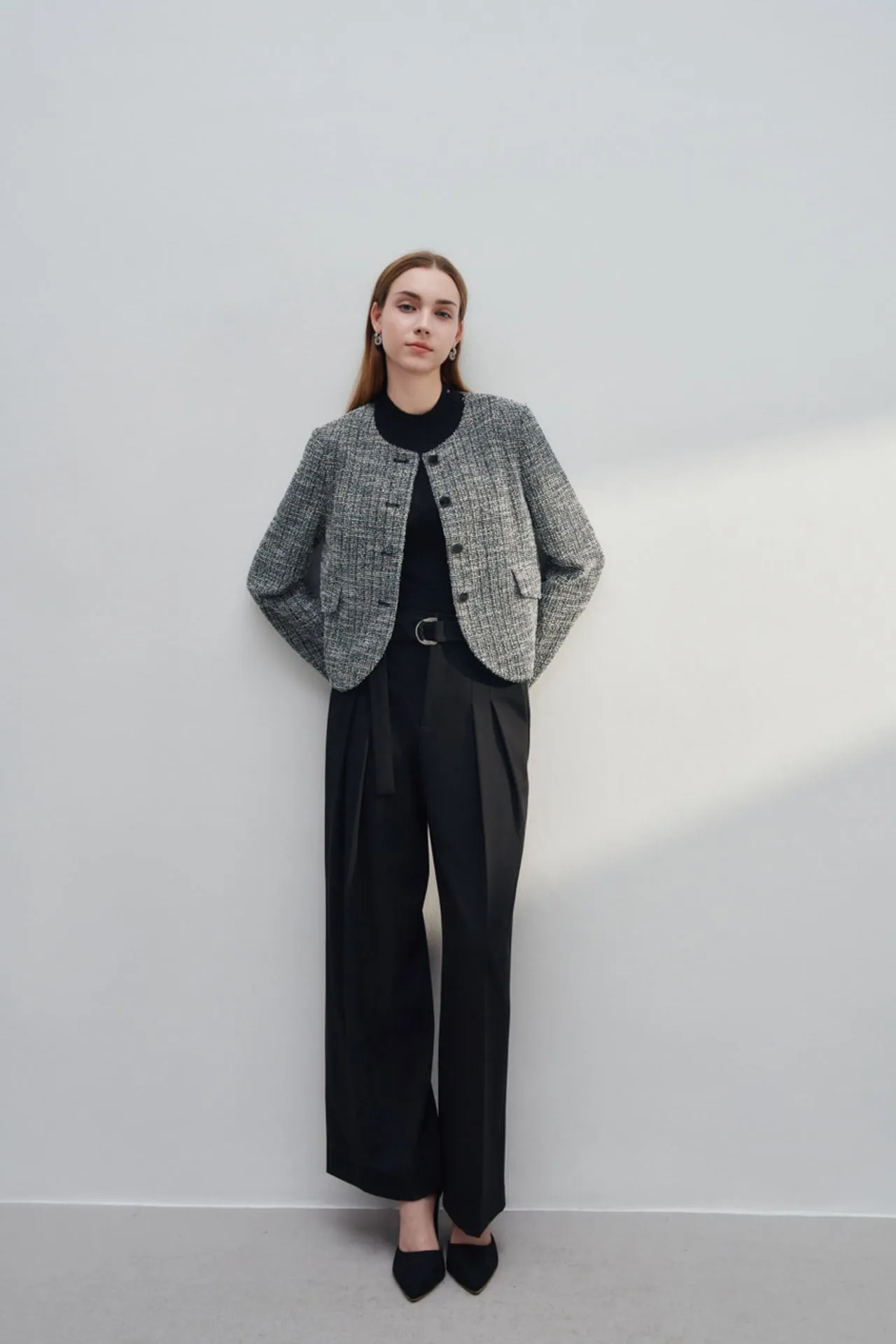 Cotton Lurex Tweed Knit Jacket