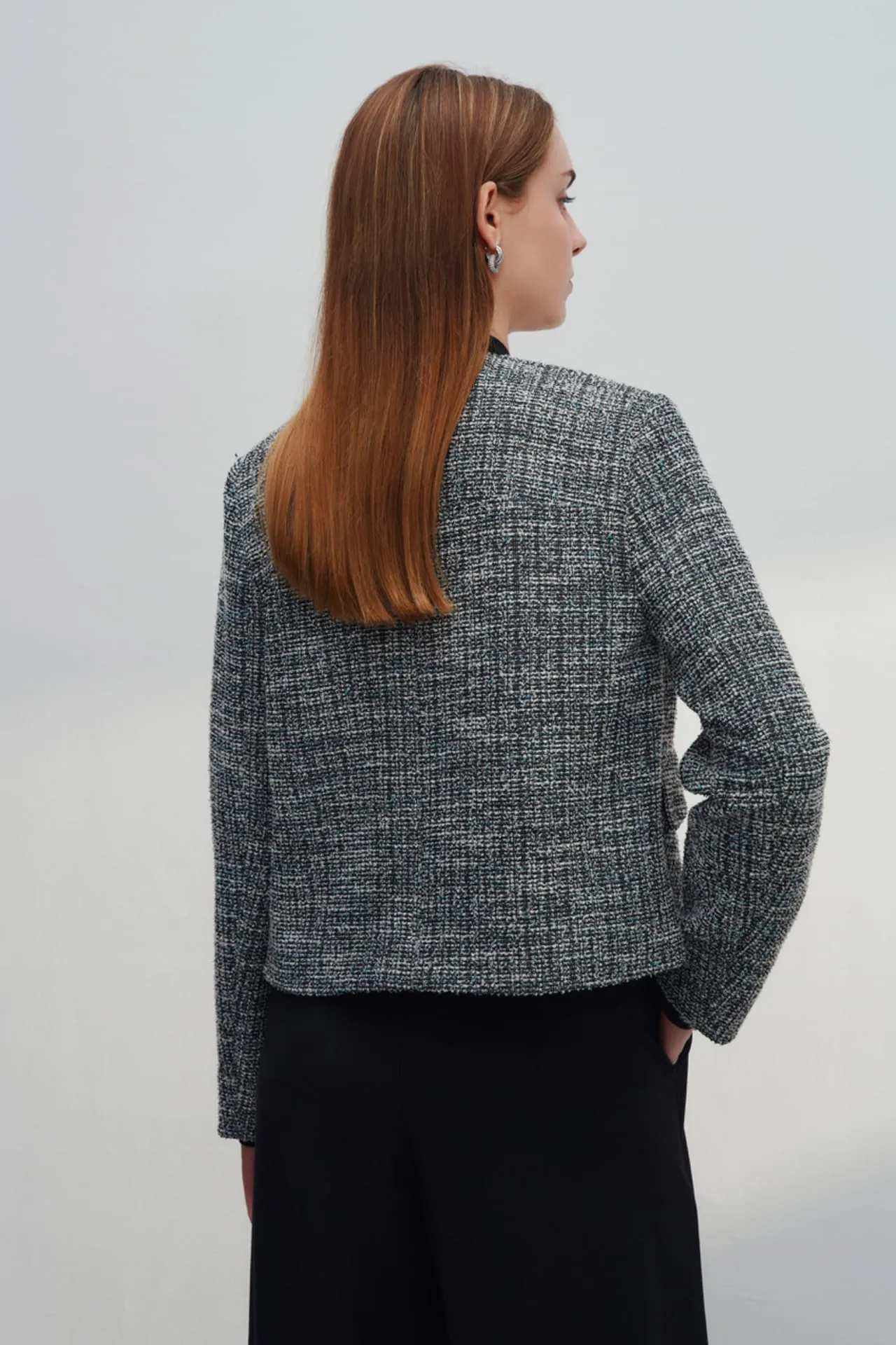 Cotton Lurex Tweed Knit Jacket