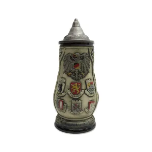 Deutschland Coat of Arms Collectible German Beer Stein with Engraved Metal Lid