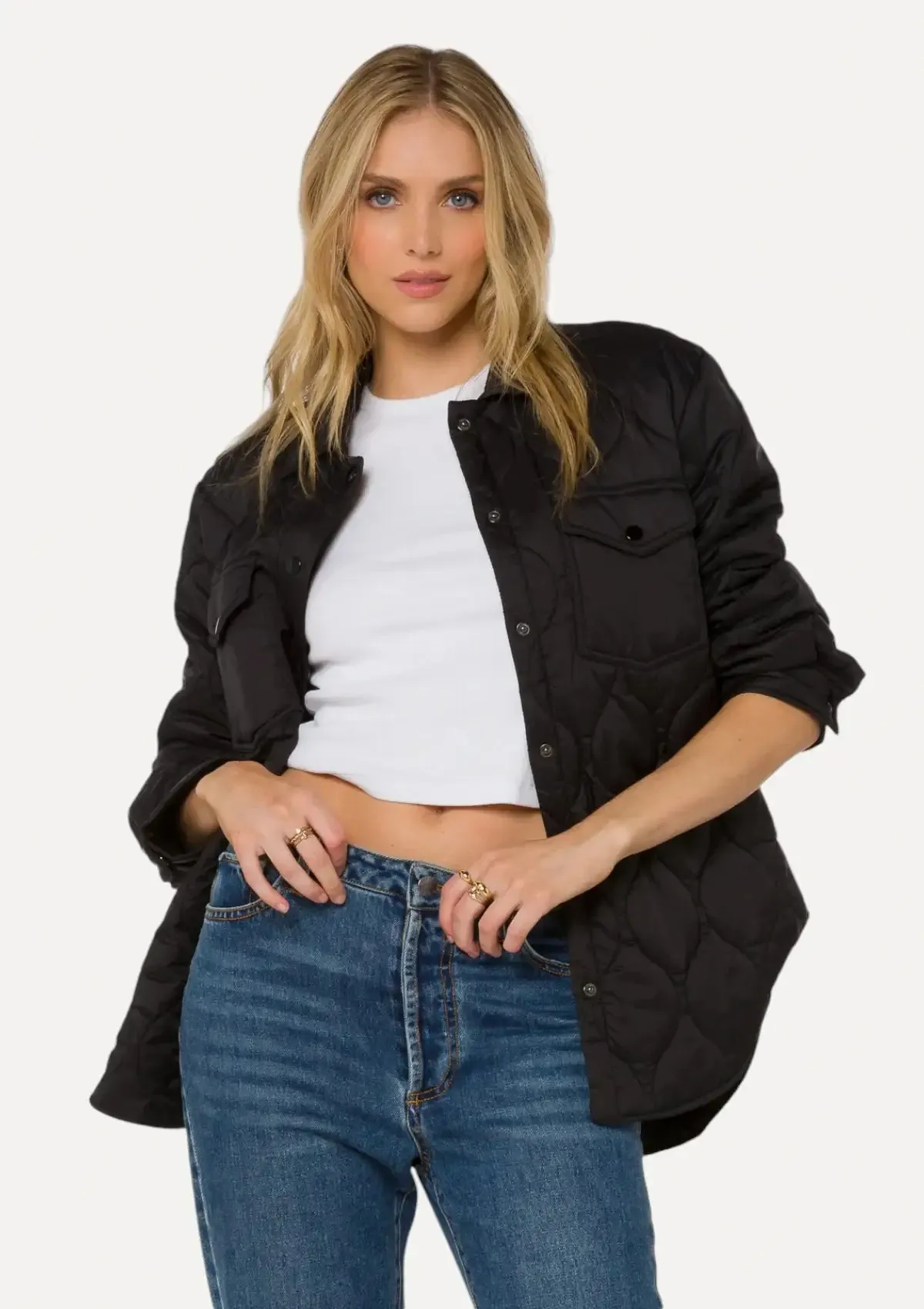 Eleanor Long Sleeve Quilted Jacket - Black