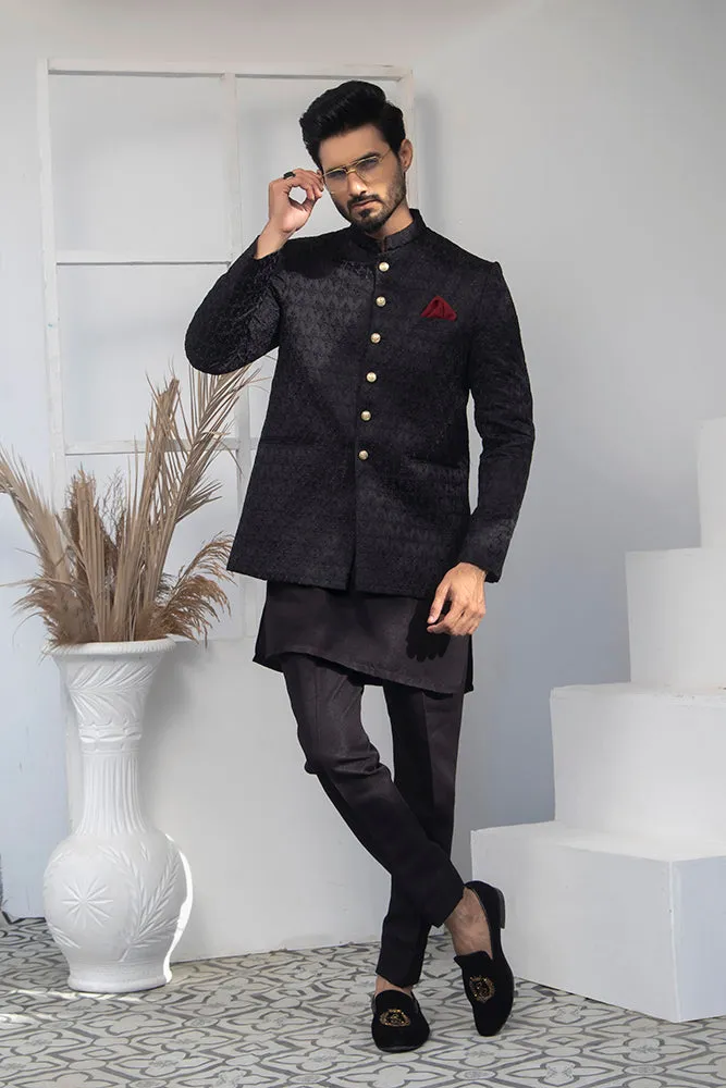 ER 2065 Black Prince Coat For Men