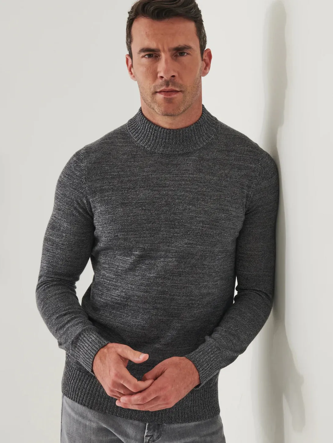 Extra-Fine Merino Mock Neck Sweater - Asteroid