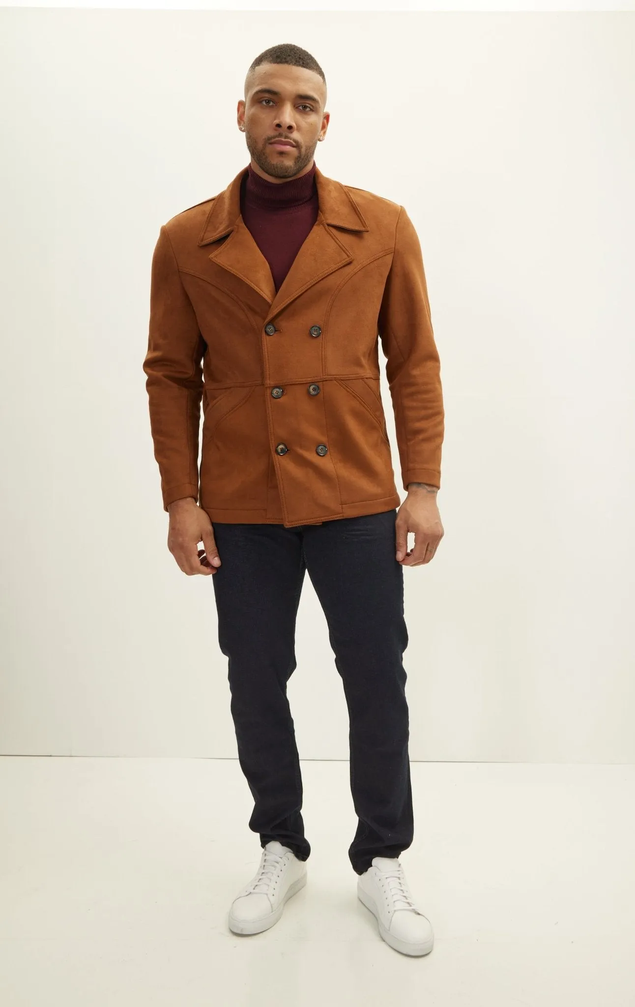 Faux Suede Bond Peacoat - Camel