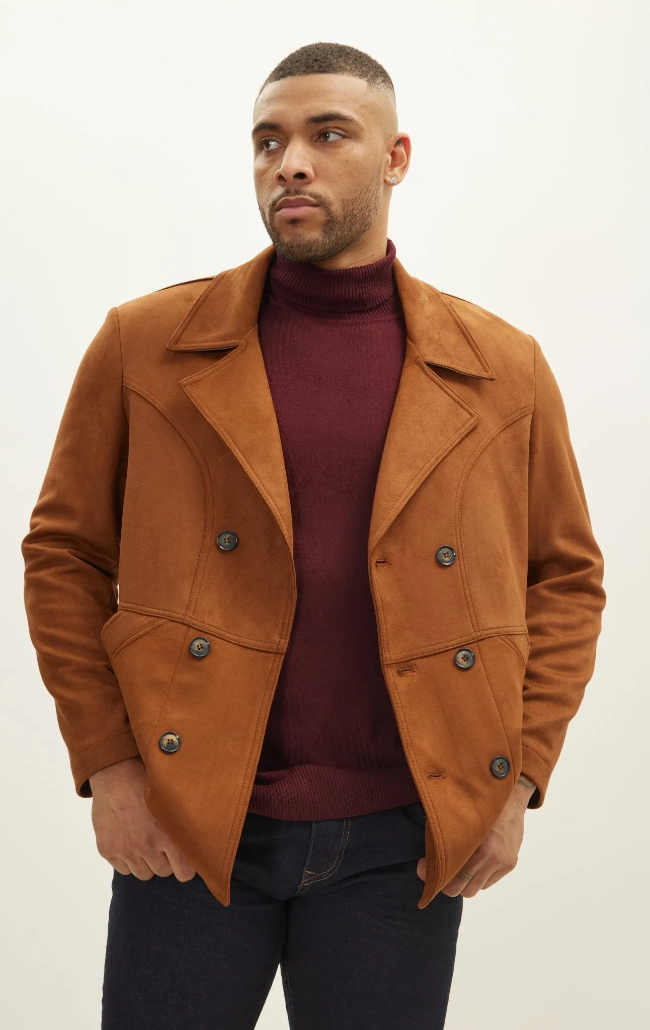 Faux Suede Bond Peacoat - Camel