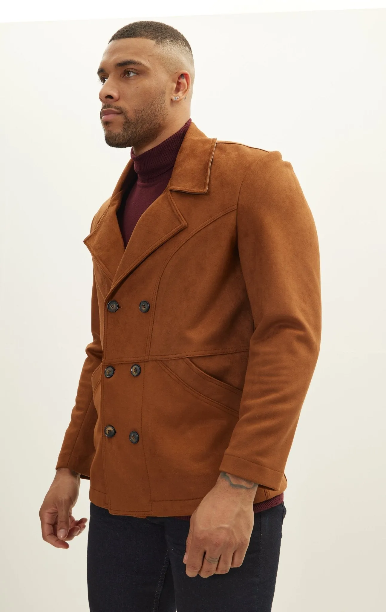 Faux Suede Bond Peacoat - Camel