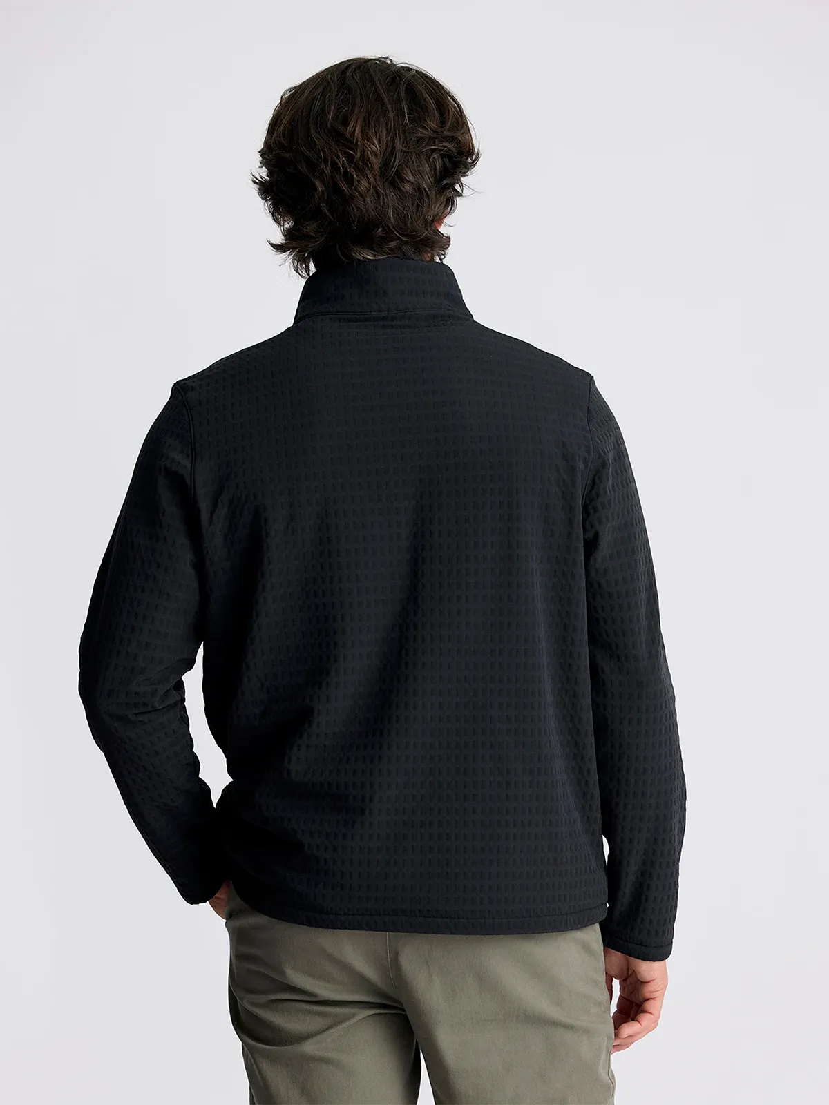 Free Fly Men's Gridback Fleece Snap Pullover - BLACK