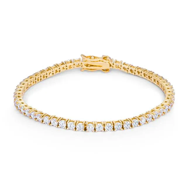 Goldtone Finish Victorian Cubic Zirconia Tennis 7 Inch Bracelet