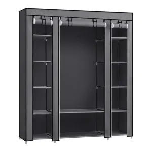 Gray Portable Closet Organizer with Shelves, Sturdy Wardrobe - SONGMICS