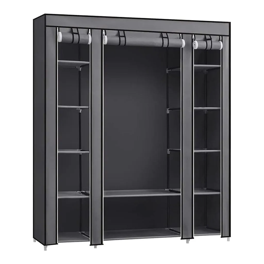 Gray Portable Closet Organizer with Shelves, Sturdy Wardrobe - SONGMICS