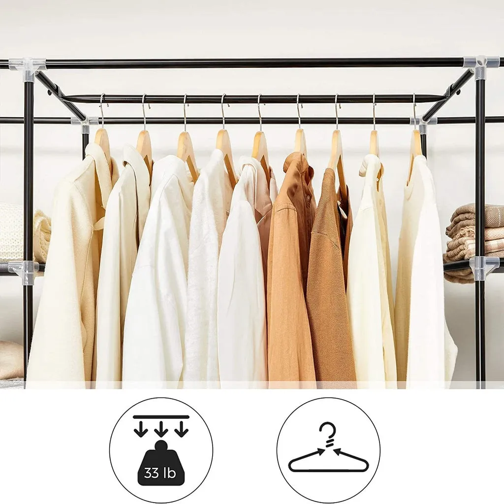 Gray Portable Closet Organizer with Shelves, Sturdy Wardrobe - SONGMICS