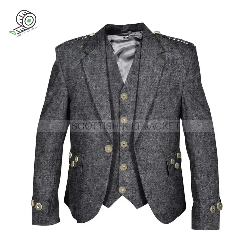 Grey Brushed Blazer Argyll Jacket & Vest