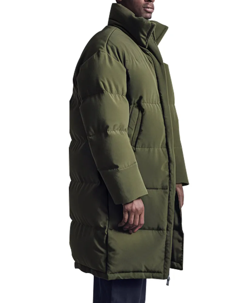 Men's Green Puffer Rainfall Long Coat