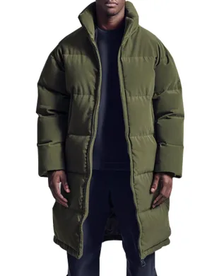 Men's Green Puffer Rainfall Long Coat