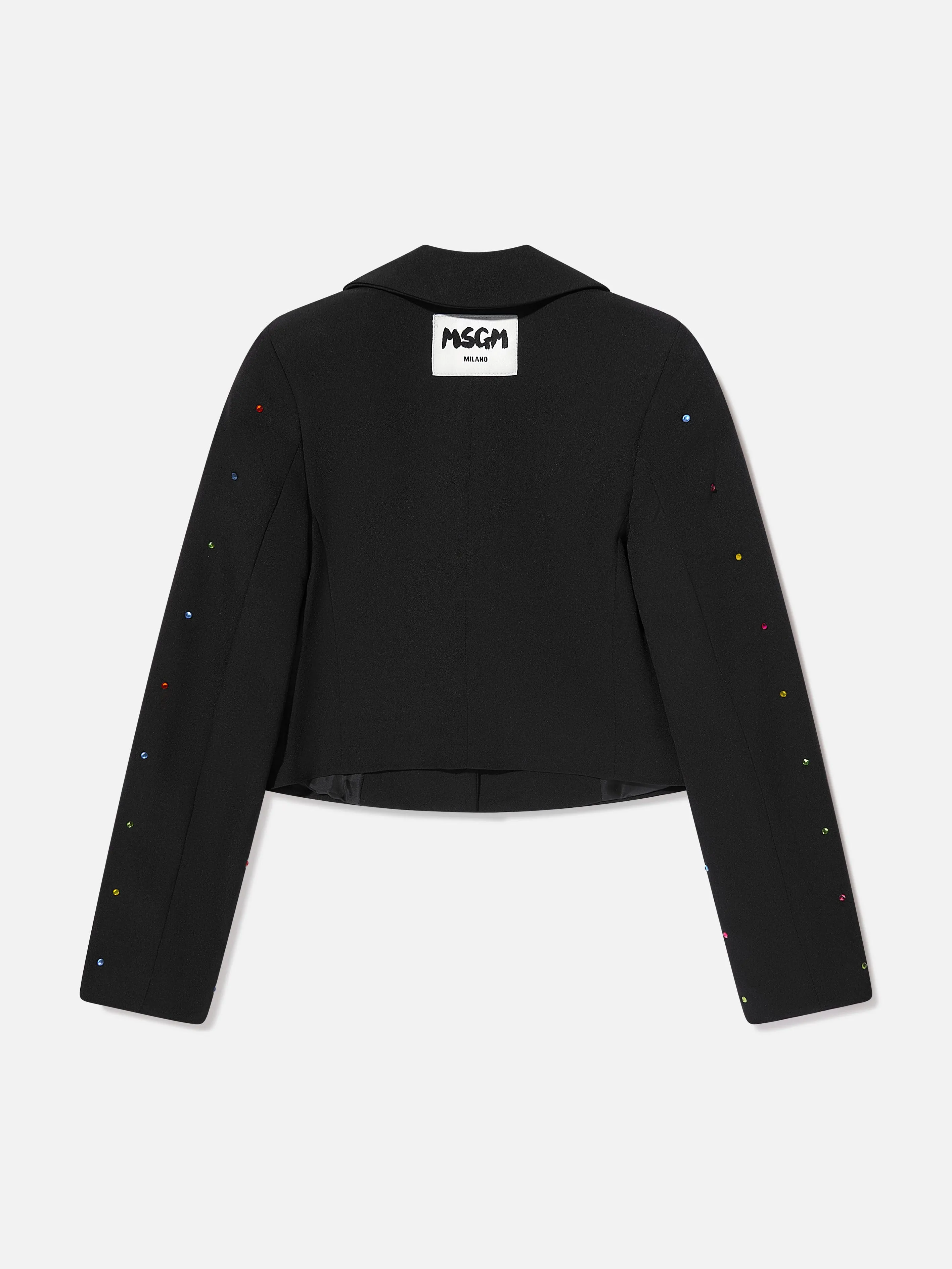 MSGM Girls Cropped Tech Fabric Blazer in Black