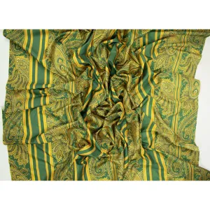 Printed Lining Design-31 Vintage Gold Paisley On Green Stripes