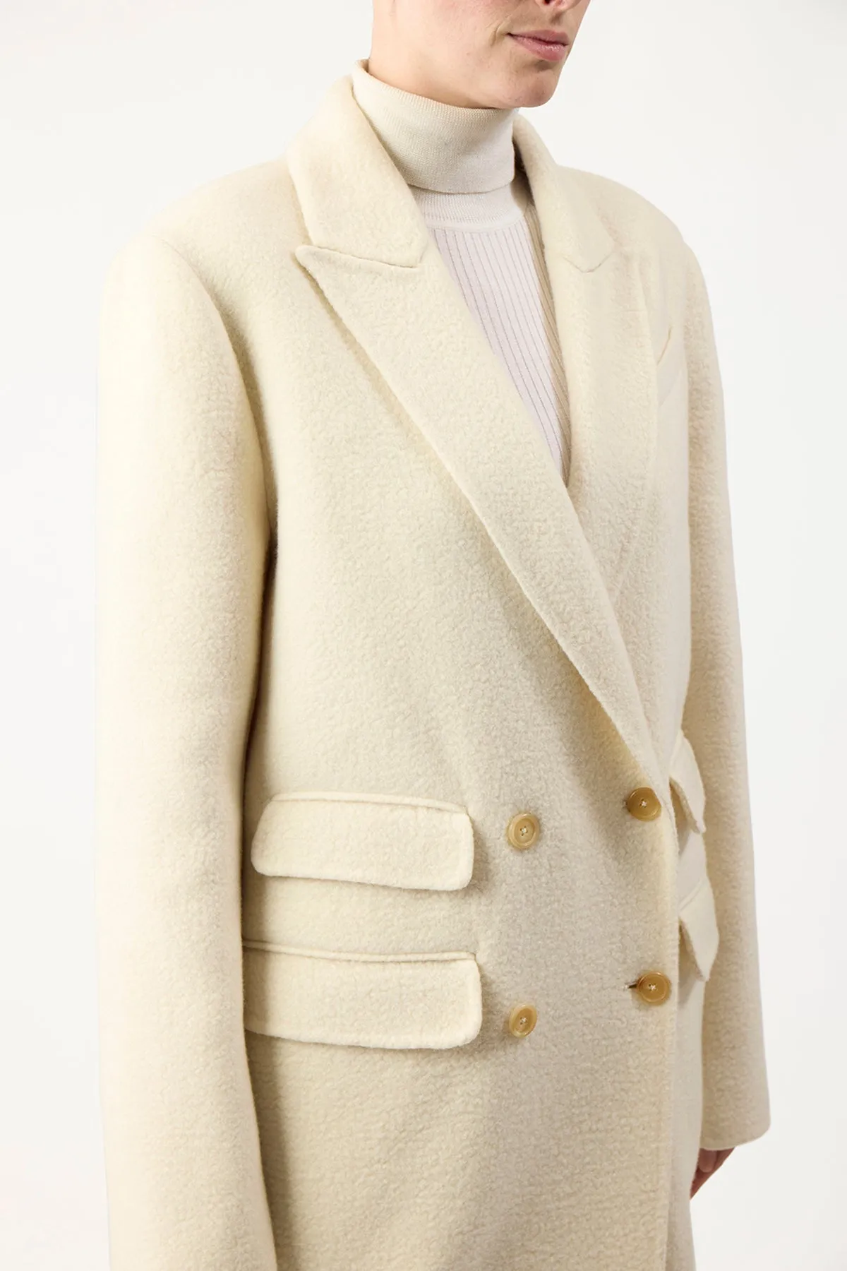 Reed Coat in Ivory Double-Face Recycled Cashmere Felt