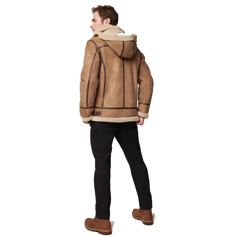 Sheepskin B3 Bomber Jacket with Detachable Hood