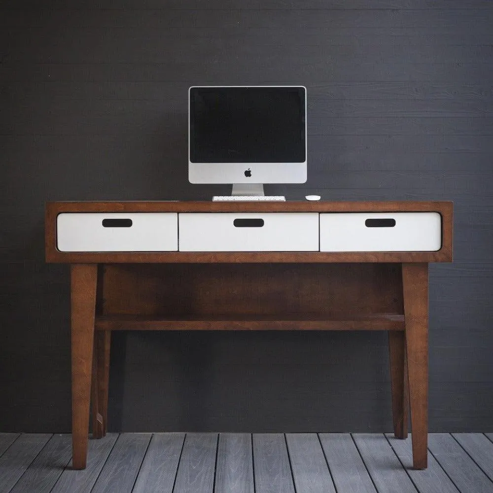 Standing Desk // Fixed Height Standing Desk with Drawers and Wooden Legs