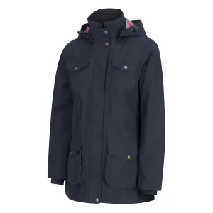 Struther Ladies Field Coat w/ Hood - Navy by Hoggs of Fife