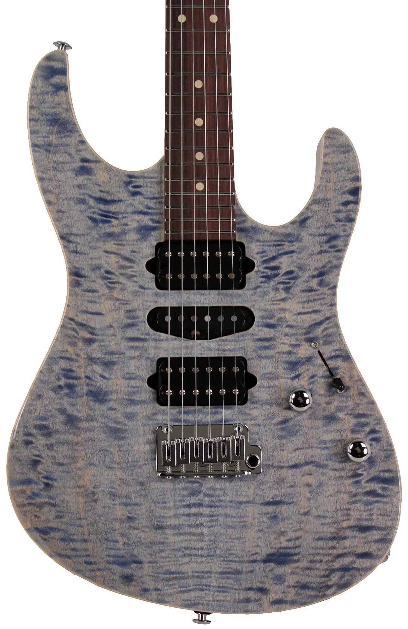 Suhr Modern Plus Guitar, Trans Blue Denim Slate, Pau Ferro, HSH