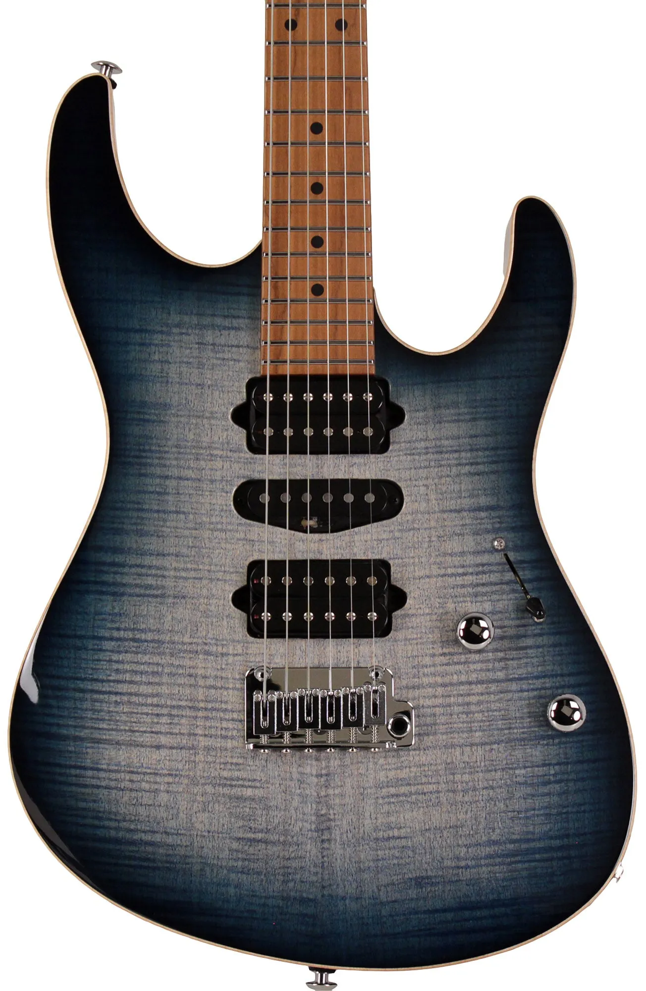 Suhr Modern Plus Guitar, Trans Whale Blue Burst, Roasted Maple, HSH