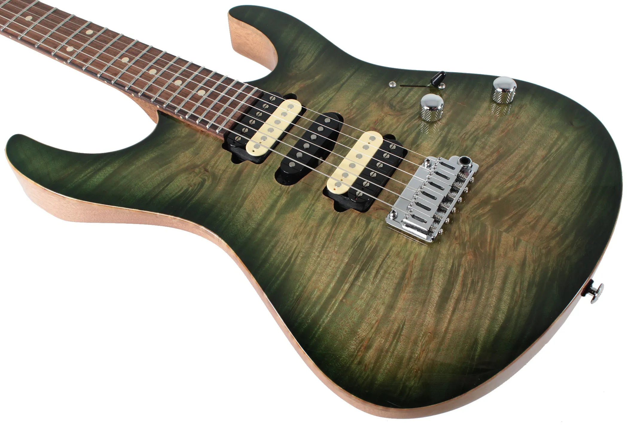 Suhr Modern Select Guitar, Flamed Maple, Trans Green Burst