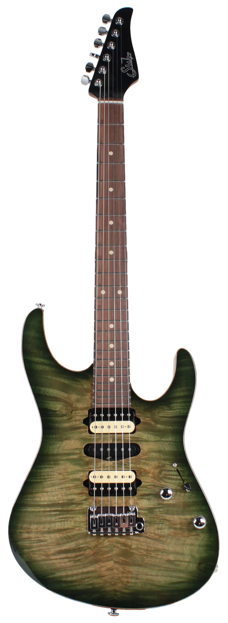 Suhr Modern Select Guitar, Flamed Maple, Trans Green Burst