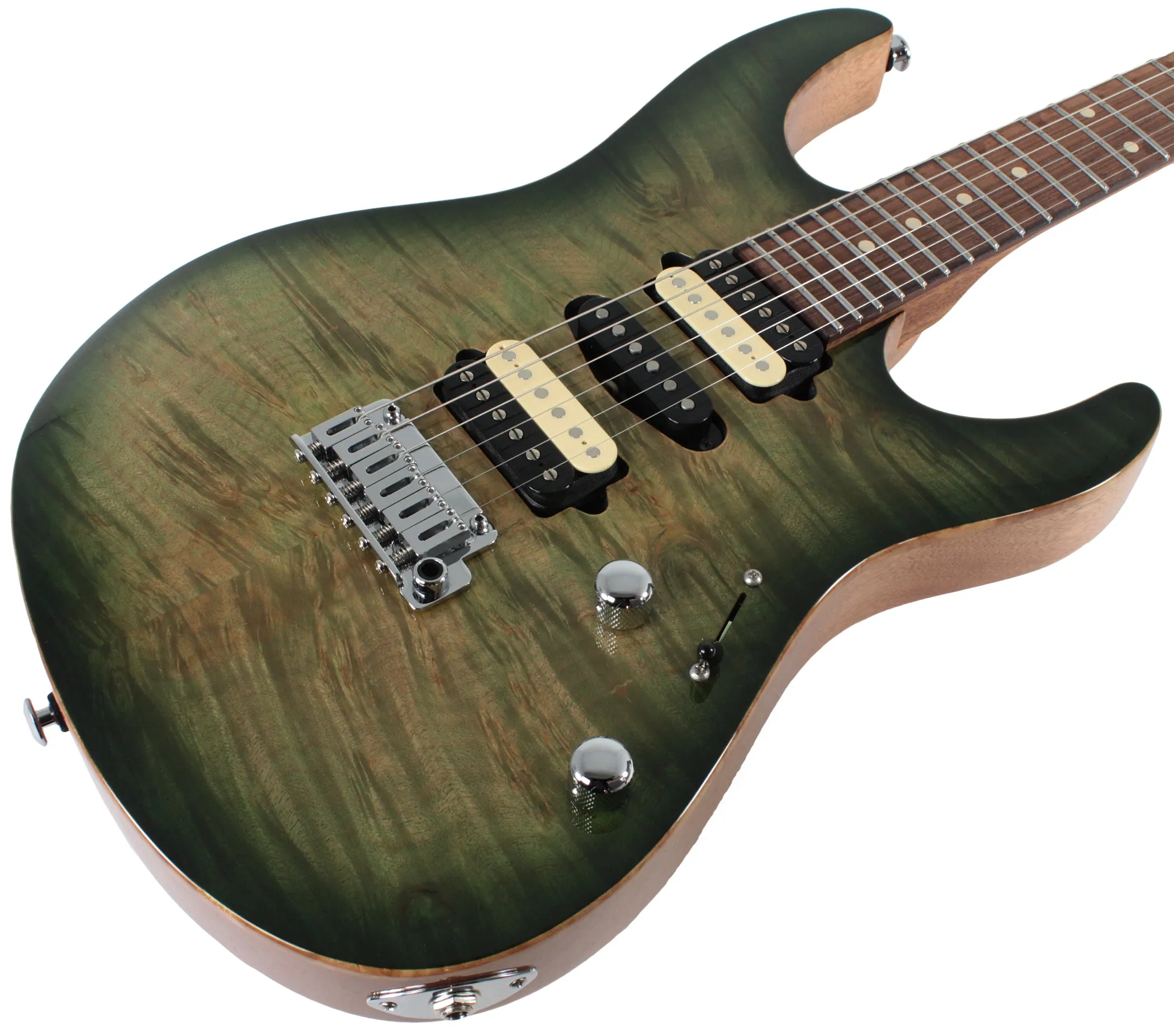 Suhr Modern Select Guitar, Flamed Maple, Trans Green Burst