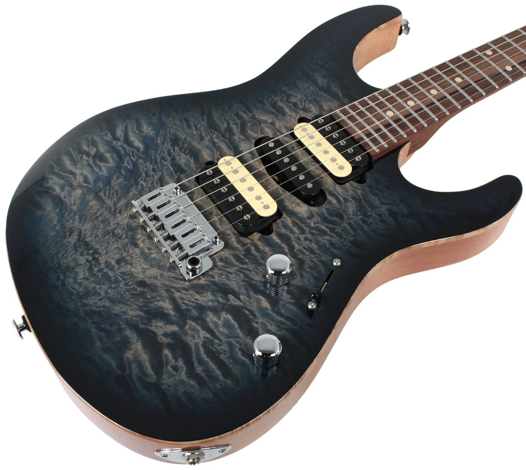 Suhr Modern Select Guitar, Quilted Maple, Trans Whale Blue Burst