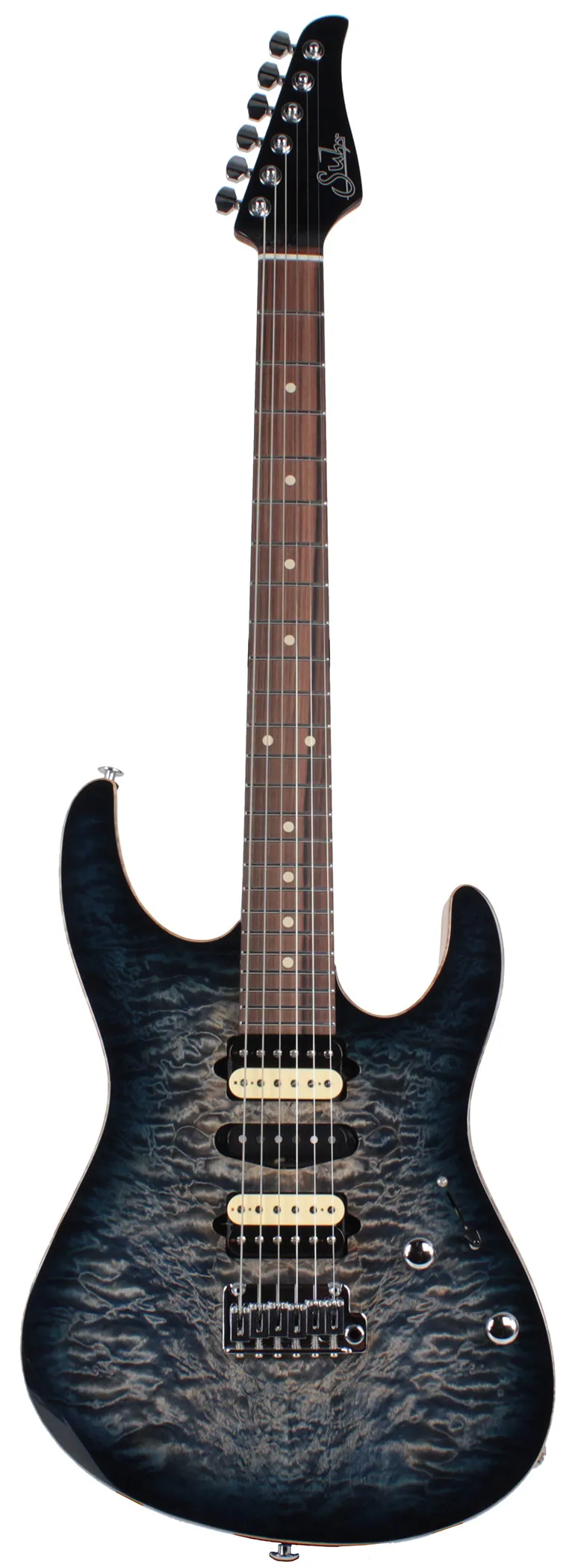 Suhr Modern Select Guitar, Quilted Maple, Trans Whale Blue Burst